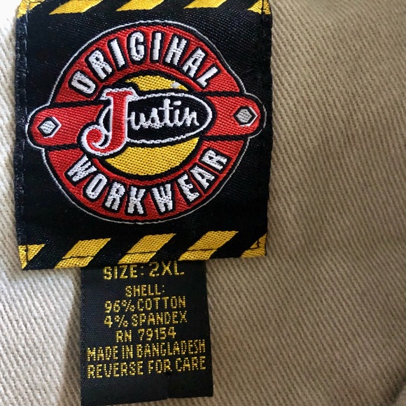 Justin Khaki Work Shirt/Shirt Jacket - Size 2XL (EUC) - Picture 4 of 8